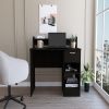 DEPOT E-SHOP Vera Computer Desk with Top Open Shelf, 1-Drawer and 2-Storage Shelves, Black