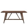 Modern Design 5pc Dining Set Table and 4x Side Chairs Fabric Upholstered Seat Back Brown Finish Wooden Dining Kitchen Furniture