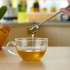 Curved Handle Honey Mixer Stainless Steel Honey and Syrup Dipper Honey Stirrer Spoon for Pot Jar Container