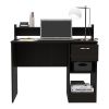 DEPOT E-SHOP Vera Computer Desk with Top Open Shelf, 1-Drawer and 2-Storage Shelves, Black