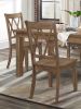 5pc Dining Set Natural Finish Table and 4x Side Chairs Brown Finish Wooden Kitchen Dining Room Furniture