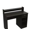 DEPOT E-SHOP Vera Computer Desk with Top Open Shelf, 1-Drawer and 2-Storage Shelves, Black