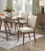 Modern Design 5pc Dining Set Table and 4x Side Chairs Fabric Upholstered Seat Back Brown Finish Wooden Dining Kitchen Furniture