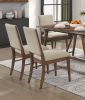 Modern Design 5pc Dining Set Table and 4x Side Chairs Fabric Upholstered Seat Back Brown Finish Wooden Dining Kitchen Furniture