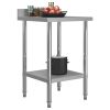 Kitchen Work Table with Backsplash 23.6"x23.6"x36.6" Stainless Steel