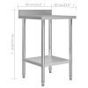 Kitchen Work Table with Backsplash 23.6"x23.6"x36.6" Stainless Steel