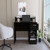 DEPOT E-SHOP Vera Computer Desk with Top Open Shelf, 1-Drawer and 2-Storage Shelves, Black