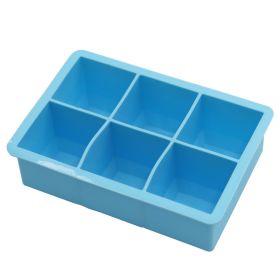 1pc Ice Cube Trays With Lid; Food Grade Silicone 6 Grid Ice Cube Mold; Flexible Easy Release Square Shaped Ice Maker; Kitchen Gadgets (Color: 6 Ice Trays With Lids - Blue)