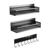 Strong Magnetic Spice Rack with 8 Hooks Fridge Oven Microwave Magnetic Storage Shelves Seasoning Holder