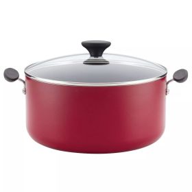 10qt Aluminum Nonstick Wide Stock Pot Red (Color: Red)