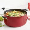 10qt Aluminum Nonstick Wide Stock Pot Red