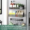 Strong Magnetic Spice Rack with 8 Hooks Fridge Oven Microwave Magnetic Storage Shelves Seasoning Holder