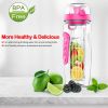 Fruit Infuser Water Bottle 32OZ Juice Shaker Sport w/ Flip Top Lid Anti-Slip Grips For Office Home Sport Running Walking Hiking